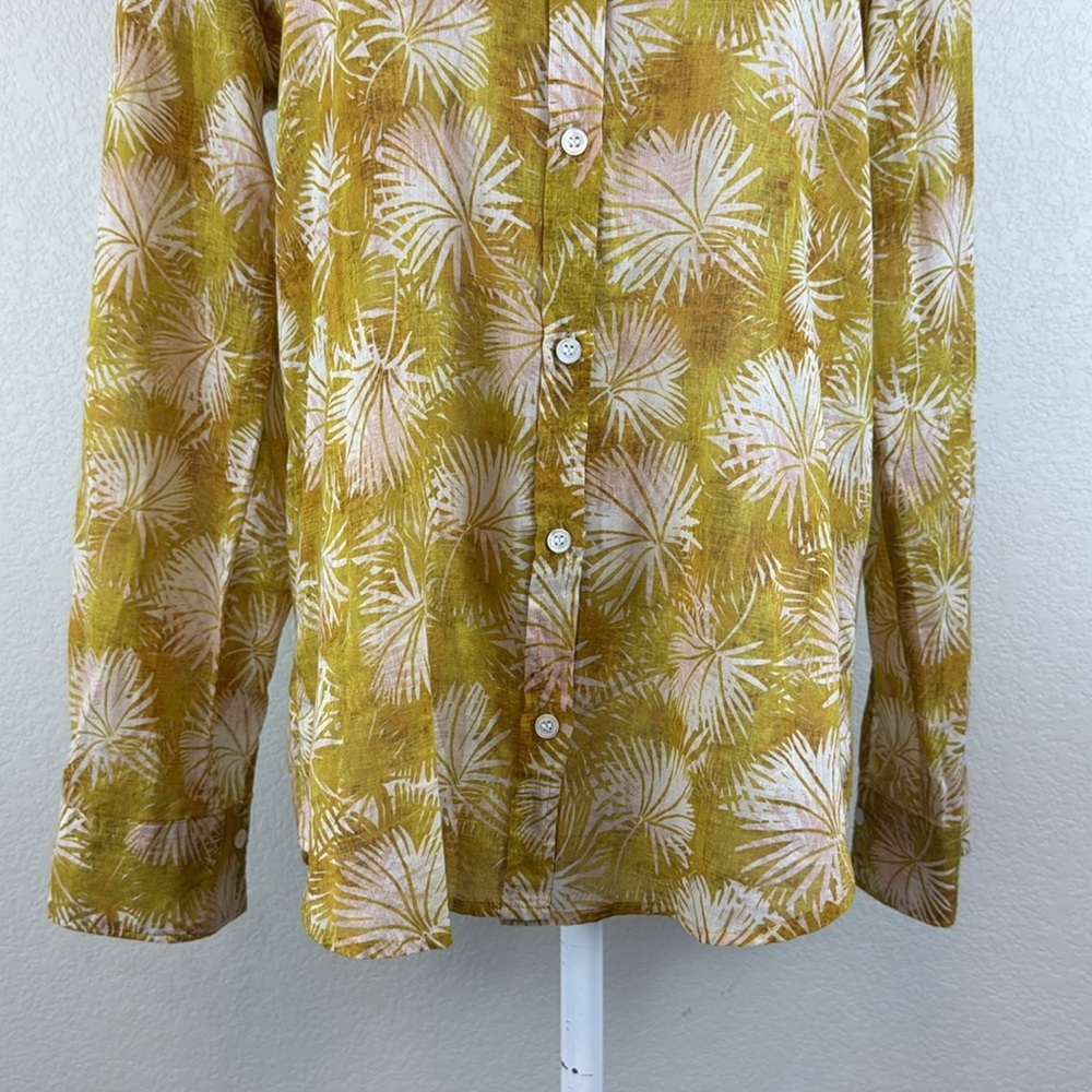 Hartford 100% Cotton Yellow Button Down Shirt with Tie Front Medium - Picture 5 of 10